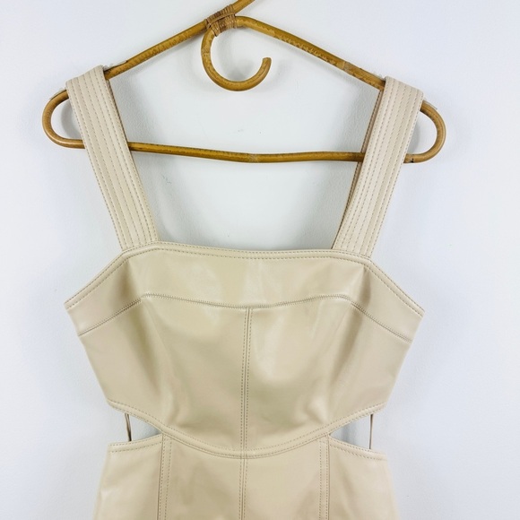 Jonathan Simkhai vegan leather cut out mini dress in vanilla - Picture 6 of 14